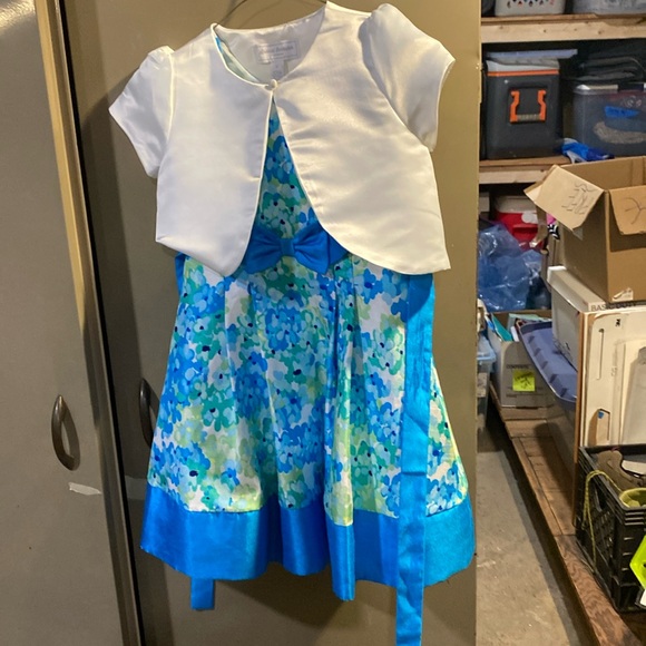 Special occasions white bolero size 7 and Easter or spring dress - Picture 1 of 4